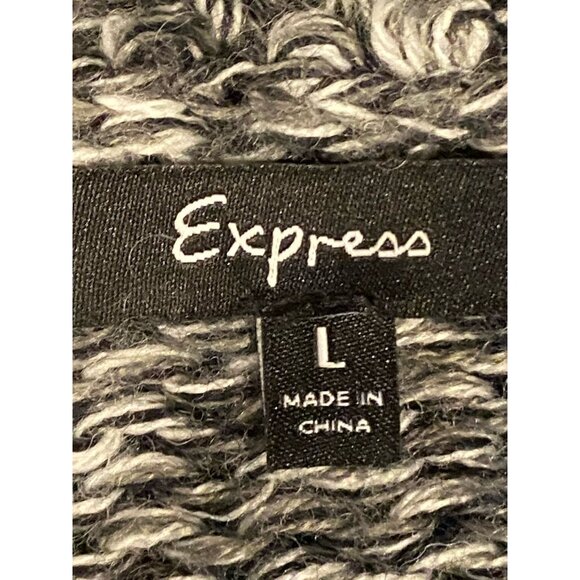 Express Womens Size Large Sweater Button Down Thick Short Gray - Picture 9 of 9